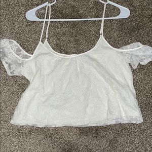 Flowy lace off shoulder crop top